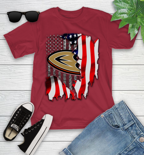 Anaheim Ducks NHL Hockey American Flag Youth T-Shirt 14