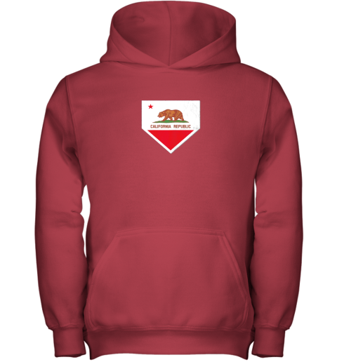 tw8b vintage baseball home plate with california state flag youth hoodie 43 front red