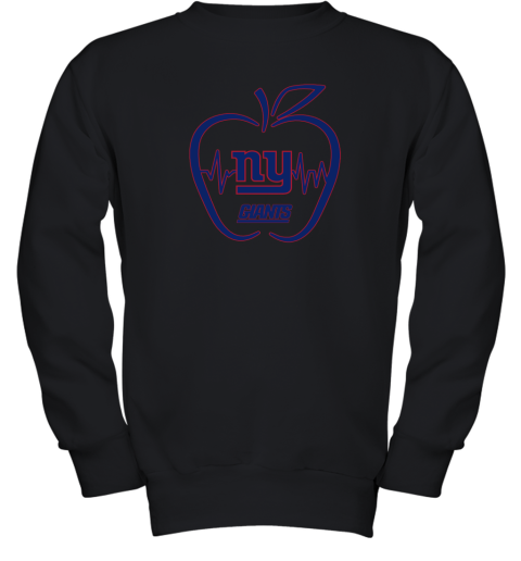 Apple Heartbeat Teacher Symbol New York Giants Youth Sweatshirt