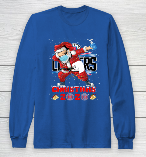 LA Clippers Funny Santa Claus Dabbing Christmas 2020 NBA Long Sleeve T-Shirt 6