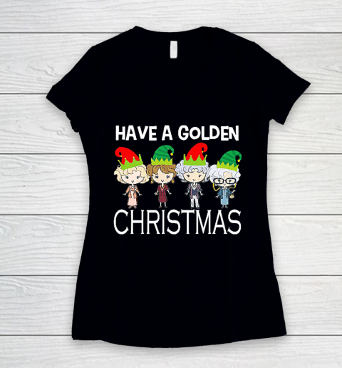 Golden Girls Lovers Gift T shirt Have A Golden Christmas Vintage Women's V-Neck T-Shirt