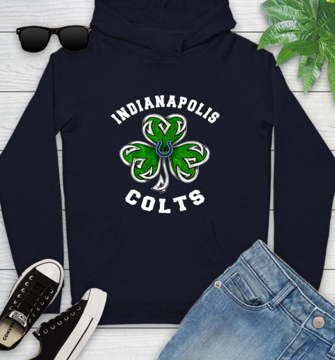 NFL Indianapolis Colts Three Leaf Clover St Patrick's Day Football Sports Youth Hoodie 3