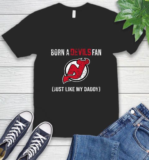 NHL New Jersey Devils Hockey Loyal Fan Just Like My Daddy Shirt V-Neck T-Shirt