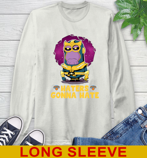 NBA Basketball New York Knicks Haters Gonna Hate Thanos Minion Marvel Shirt Long Sleeve T-Shirt - Image 13