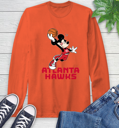 NBA Basketball Atlanta Hawks Cheerful Mickey Mouse Shirt Long Sleeve T-Shirt 5