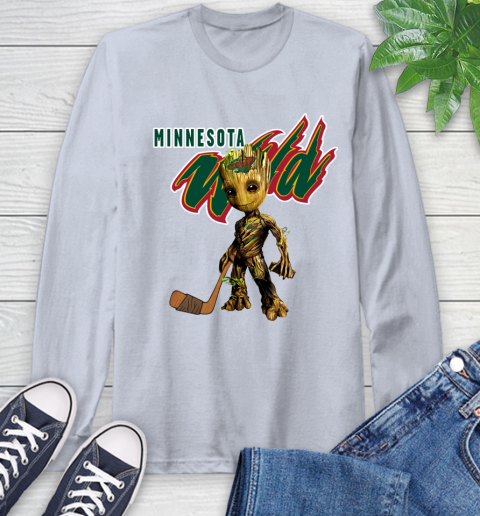 Minnesota Wild NHL Hockey Groot Marvel Guardians Of The Galaxy Long Sleeve T-Shirt 6
