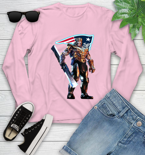 NFL Thanos Gauntlet Avengers Endgame Football New England Patriots Youth Long Sleeve 10