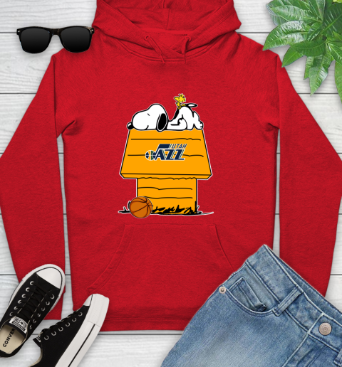 Utah Jazz NBA Basketball Snoopy Woodstock The Peanuts Movie Youth Hoodie 11