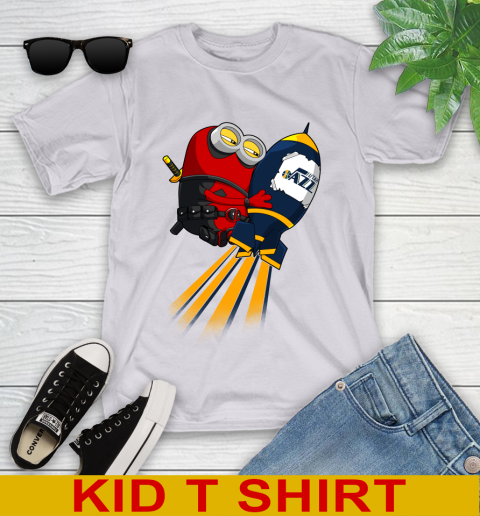 NBA Basketball Utah Jazz Deadpool Minion Marvel Shirt Youth T-Shirt 4