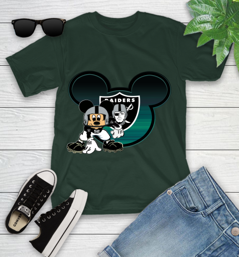 NFL Oakland Raiders Mickey Mouse Disney Football T Shirt Youth T-Shirt 5