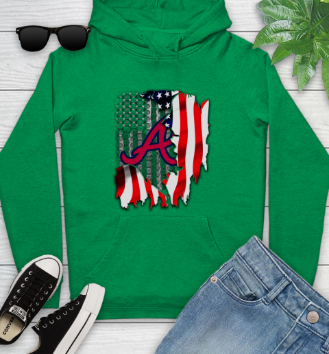 Atlanta Braves MLB Baseball American Flag Youth Hoodie 9
