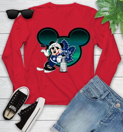 NHL Toronto Maple Leafs Stanley Cup Mickey Mouse Disney Hockey T Shirt Youth Long Sleeve 11