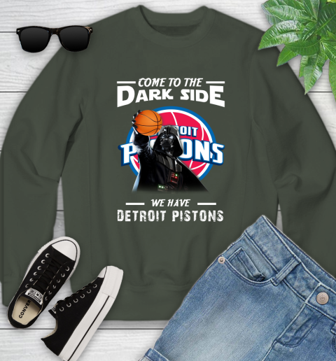 NBA Come To The Dark Side We Have Detroit Pistons Star Wars Darth Vader Basketball Youth Sweatshirt 9