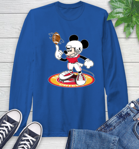 NFL Football Kansas City Chiefs Cheerful Mickey Disney Shirt Long Sleeve T-Shirt 10