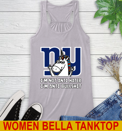 New York Giants NFL Football Unicorn I'm Not Anti Hater I'm Anti Bullshit Racerback Tank 5