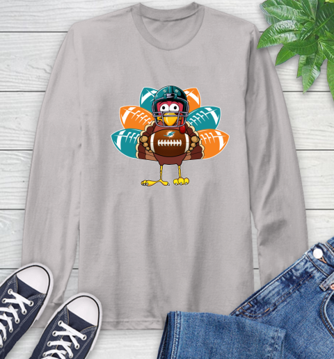Miami Dolphins Turkey Thanksgiving Day Long Sleeve T-Shirt 12