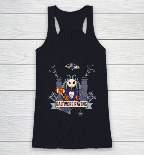 NFL Baltimore Ravens Football Jack Skellington Halloween Racerback Tank 7