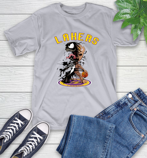 NBA Los Angeles Lakers Basketball Venom Groot Guardians Of The Galaxy T-Shirt 6
