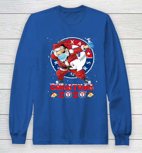 Texas Rangers Funny Santa Claus Dabbing Christmas 2020 MLB Long Sleeve T-Shirt 6