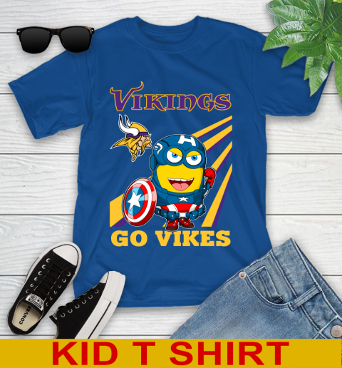 NFL Football Minnesota Vikings Captain America Marvel Avengers Minion Shirt Youth T-Shirt 10