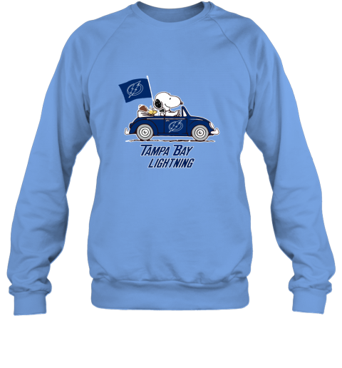 Snoopy And Woodstock Ride The Tampa Bay Lightnings Car pt44 snoopy and woodstock ride the tampa bay lightnings car sweatshirt 35 front carolina blue