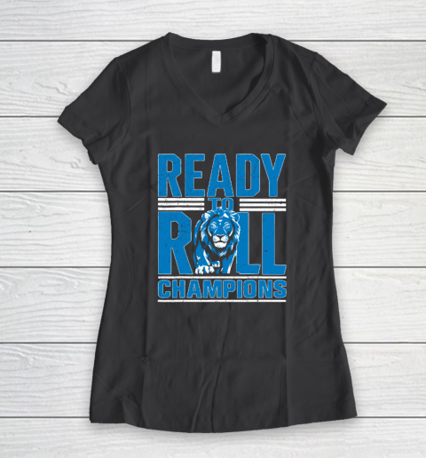 Detroit Ready To Roll Funny Lion Graphic Women's V-Neck T-Shirt 4