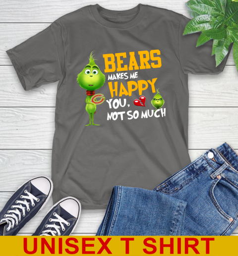 NFL Chicago Bears Makes Me Happy You Not So Much Grinch Football Sports T-Shirt 10
