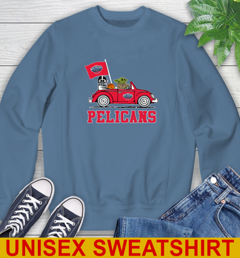 NBA Basketball New Orleans Pelicans Darth Vader Baby Yoda Driving Star Wars Shirt Sweatshirt 8