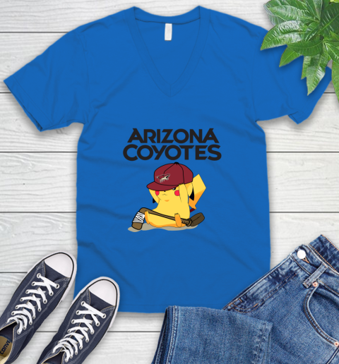 NHL Pikachu Hockey Sports Arizona Coyotes V-Neck T-Shirt 6