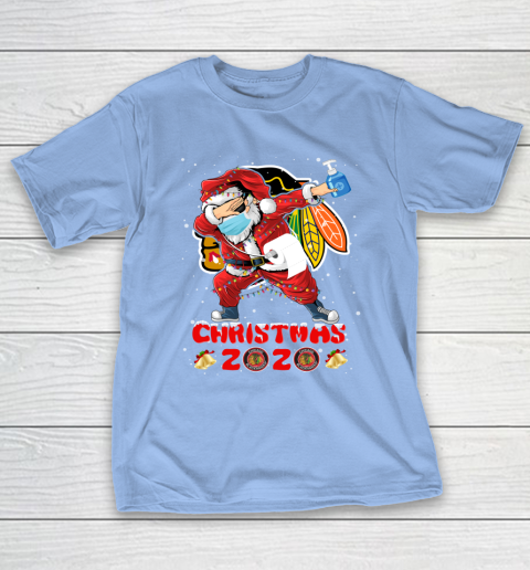 Chicago Blackhawks Funny Santa Claus Dabbing Christmas 2020 NHL T-Shirt 10