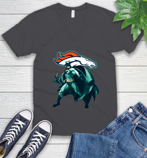 NFL Batman Football Sports Denver Broncos V-Neck T-Shirt 5