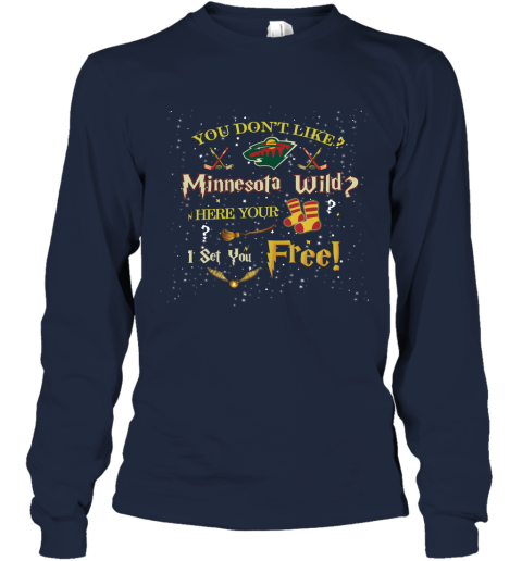 NHL You Don't Like Minnesota Wild Here Your Socks I Set You Free Harry Potter Hockey J5Z9HtzABNY long sleeve tee 14 95 151514 front navy