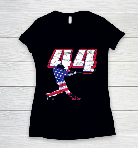 Anthony Rizzo Tshirt Flag Silhouette Gameday Women's V-Neck T-Shirt