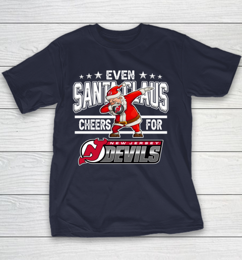 New Jersey Devils Even Santa Claus Cheers For Christmas NHL Youth T-Shirt 2