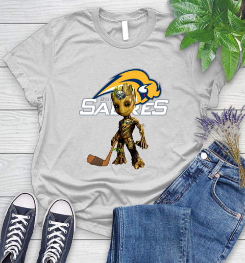Buffalo Sabres NHL Hockey Groot Marvel Guardians Of The Galaxy Women's T-Shirt