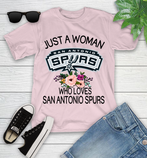NBA Just A Woman Who Loves San Antonio Spurs Basketball Sports Youth T-Shirt 7