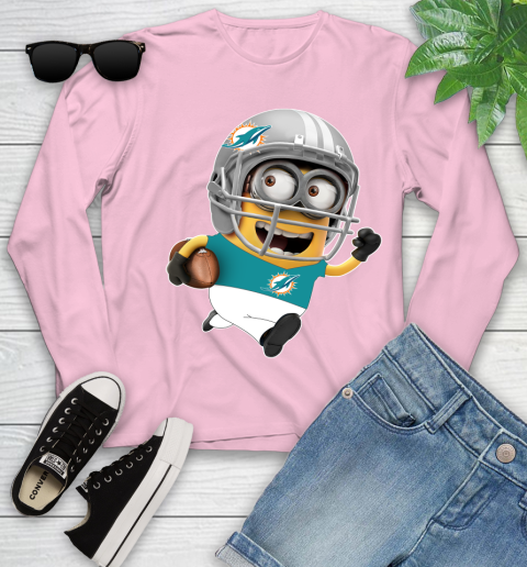 NFL Miami Dolphins Minions Disney Football Sports Youth Long Sleeve 10