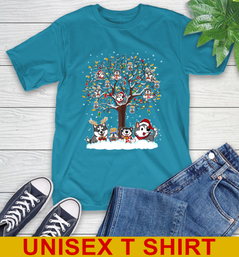 Husky dog pet lover light christmas tree shirt 9