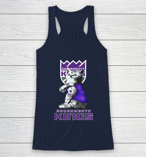 NBA Basketball My Cat Loves Sacramento Kings Racerback Tank 8