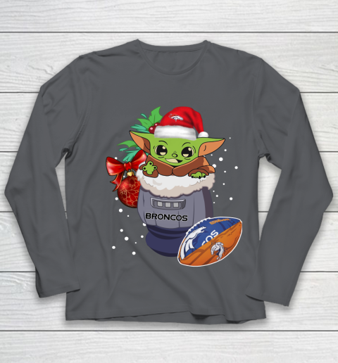 Denver Broncos Christmas Baby Yoda Star Wars Funny Happy NFL Youth Long Sleeve 8