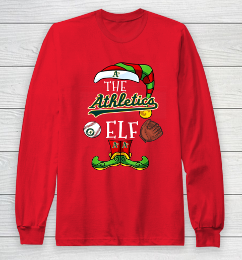 Oakland Athletics Christmas ELF Funny MLB Long Sleeve T-Shirt 7