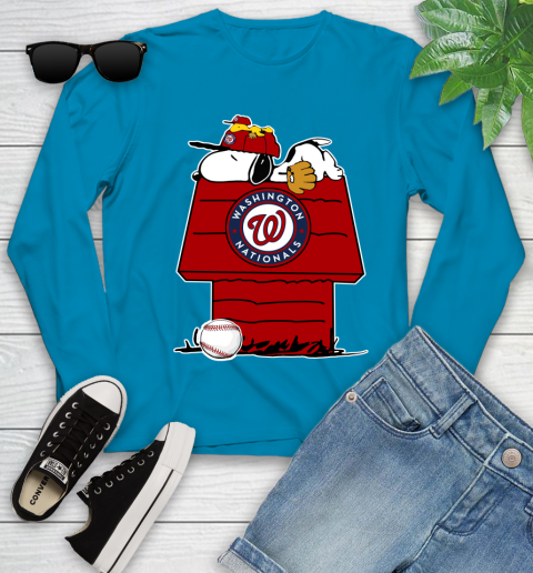 MLB Washington Nationals Snoopy Woodstock The Peanuts Movie Baseball T Shirt_000 Youth Long Sleeve 7