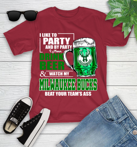 NBA Drink Beer and Watch My Milwaukee Bucks Beat Your Team's Ass Basketball Youth T-Shirt 14
