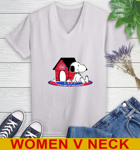 NBA Basketball Detroit Pistons Snoopy The Peanuts Movie Shirt Women's V-Neck T-Shirt