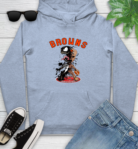 NFL Cleveland Browns Football Venom Groot Guardians Of The Galaxy Youth Hoodie 10