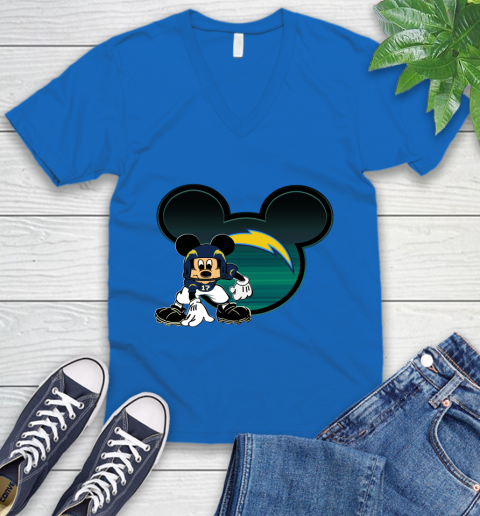 NFL Los Angeles Chargers Mickey Mouse Disney Football T Shirt V-Neck T-Shirt 6