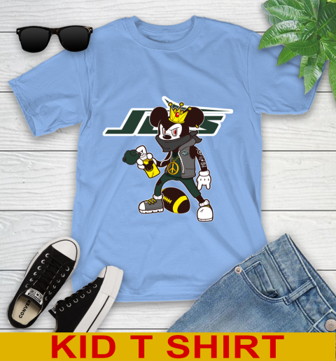 New York Jets NFL Football Mickey Peace Sign Sports Youth T-Shirt 11