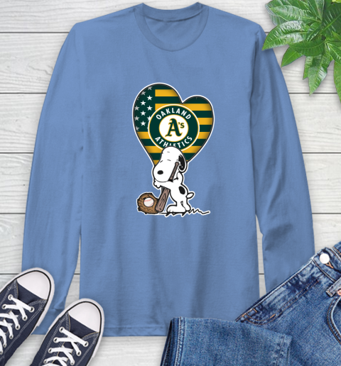 Oakland Athletics MLB Baseball The Peanuts Movie Adorable Snoopy Long Sleeve T-Shirt 11