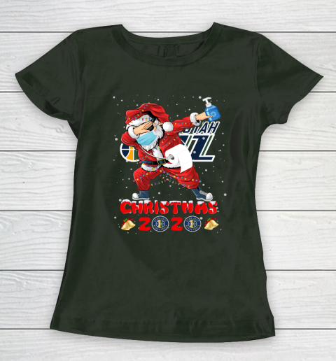 Utah Jazz Funny Santa Claus Dabbing Christmas 2020 NBA Women's T-Shirt 4