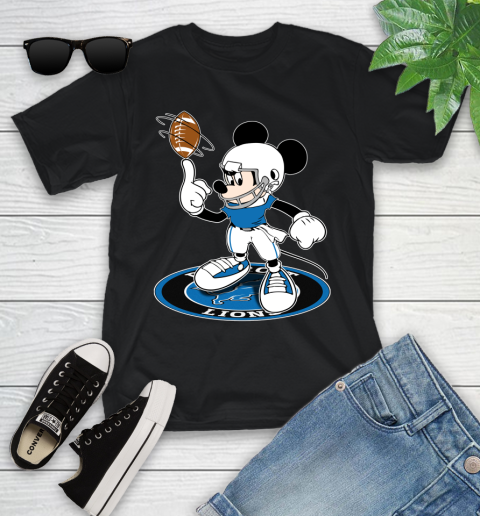 NFL Football Detroit Lions Cheerful Mickey Disney Shirt Youth T-Shirt